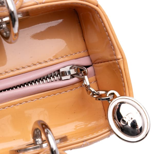 Pre-owned Dior Medium Patent Cannage Lady Dior Brown