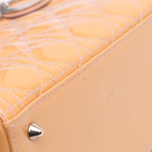 Pre-owned Dior Medium Patent Cannage Lady Dior Brown