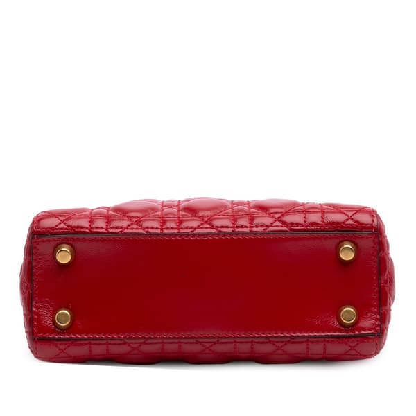 Pre-owned Dior Small Calfskin Cannage My ABCDior Lady Dior Red