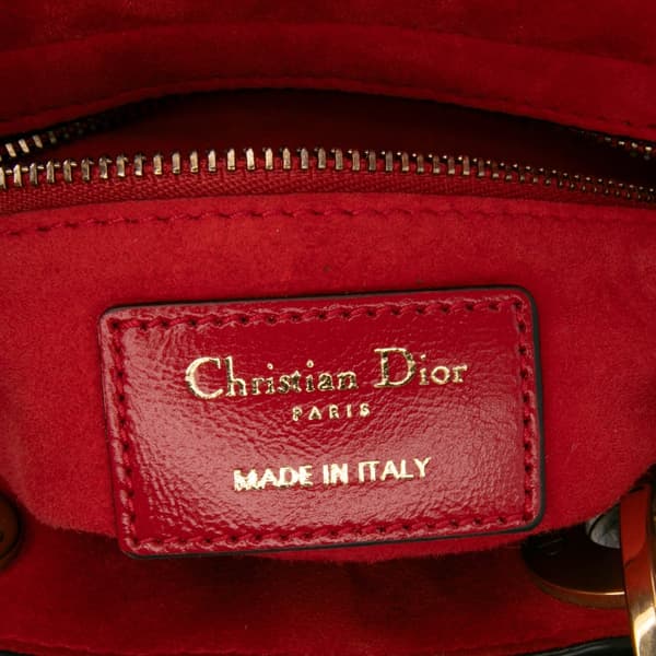 Pre-owned Dior Small Calfskin Cannage My ABCDior Lady Dior Red