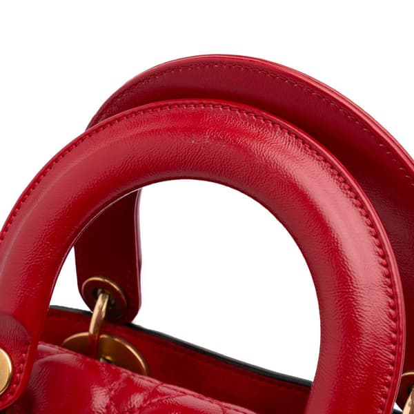 Pre-owned Dior Small Calfskin Cannage My ABCDior Lady Dior Red