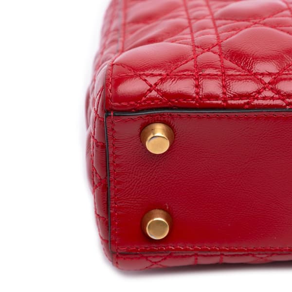 Pre-owned Dior Small Calfskin Cannage My ABCDior Lady Dior Red