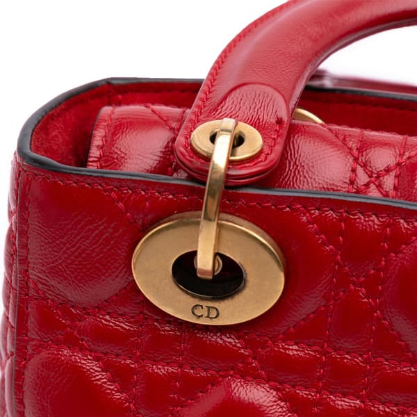 Pre-owned Dior Small Calfskin Cannage My ABCDior Lady Dior Red