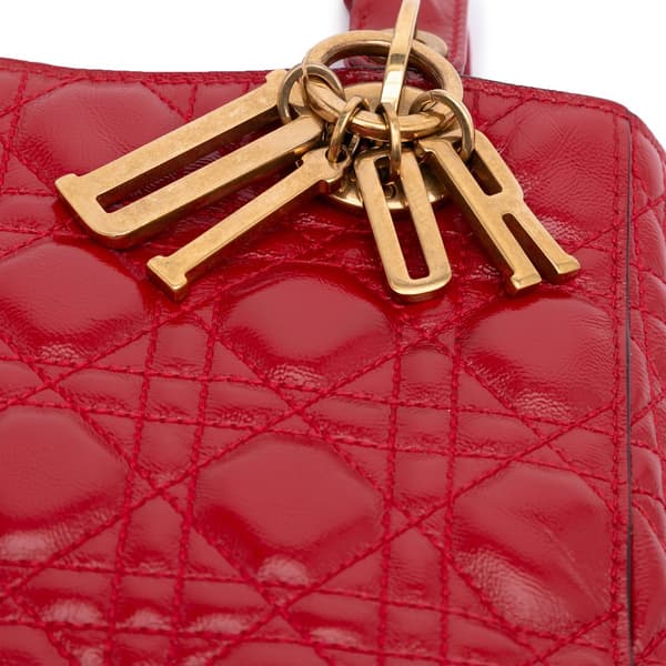 Pre-owned Dior Small Calfskin Cannage My ABCDior Lady Dior Red