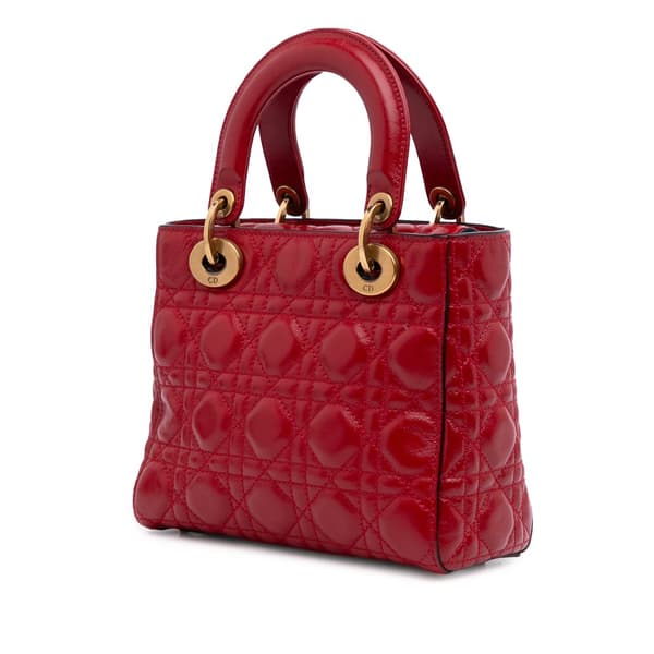 Pre-owned Dior Small Calfskin Cannage My ABCDior Lady Dior Red