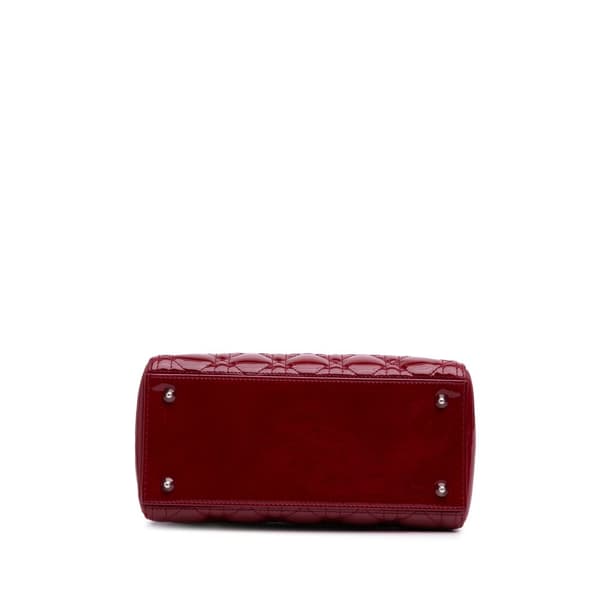 Pre-owned Dior Medium Patent Cannage Lady Dior Red