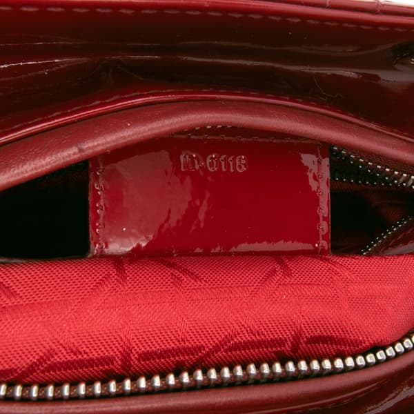 Pre-owned Dior Medium Patent Cannage Lady Dior Red