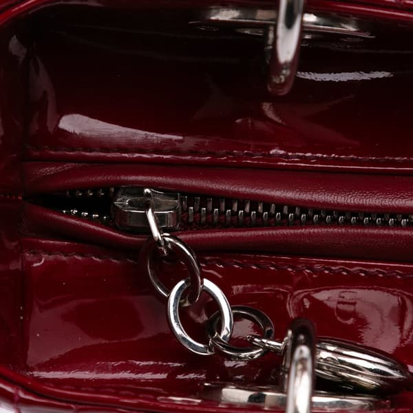 Pre-owned Dior Medium Patent Cannage Lady Dior Red