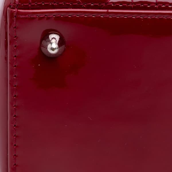 Pre-owned Dior Medium Patent Cannage Lady Dior Red
