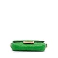 Miniatyrbild 3 av 10: Pre-owned Fendi Mini Zucca Embossed Leather Baguette Satchel Green