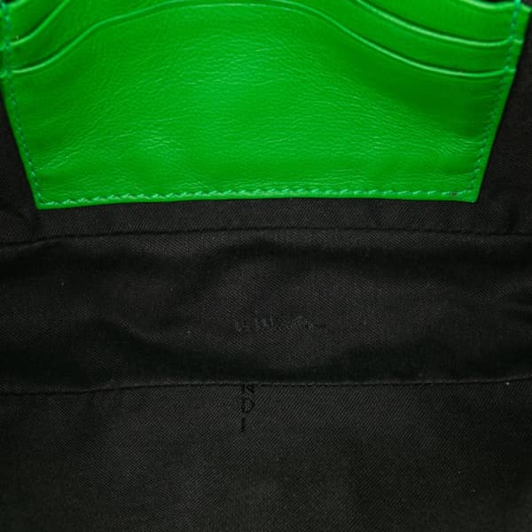 Pre-owned Fendi Mini Zucca Embossed Leather Baguette Satchel Green