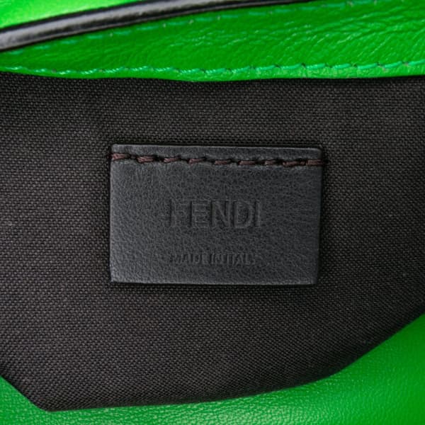 Pre-owned Fendi Mini Zucca Embossed Leather Baguette Satchel Green