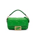 Miniatyrbild 1 av 10: Pre-owned Fendi Mini Zucca Embossed Leather Baguette Satchel Green