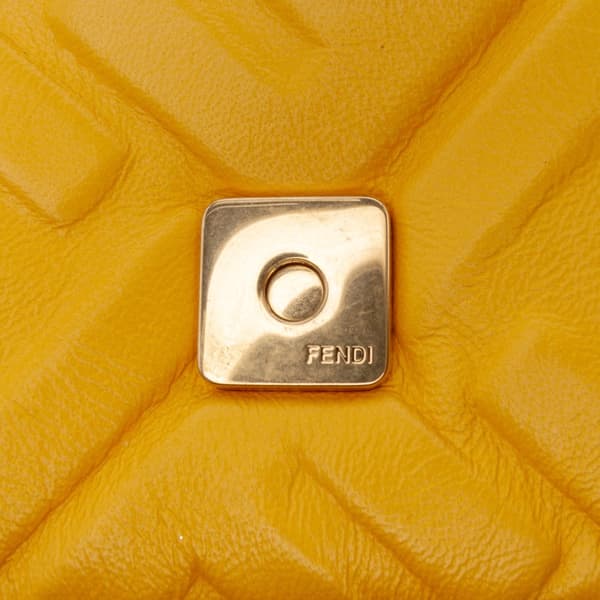 Pre-owned Fendi Mini Zucca Embossed Leather Baguette Satchel Yellow