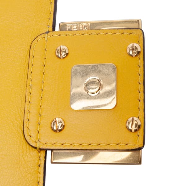 Pre-owned Fendi Mini Zucca Embossed Leather Baguette Satchel Yellow