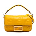 Miniatyrbild 1 av 10: Pre-owned Fendi Mini Zucca Embossed Leather Baguette Satchel Yellow