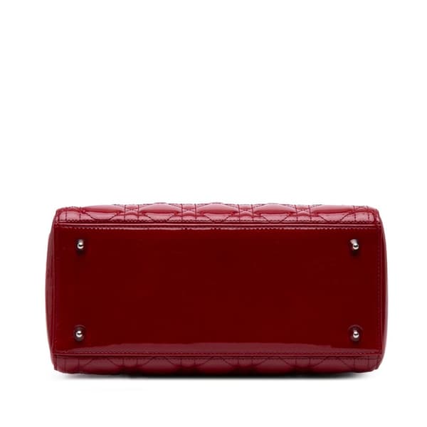 Pre-owned Dior Medium Patent Cannage Lady Dior Red