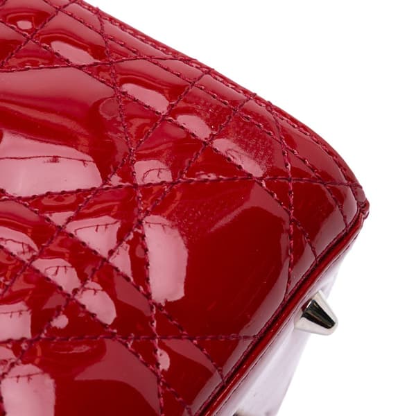 Pre-owned Dior Medium Patent Cannage Lady Dior Red