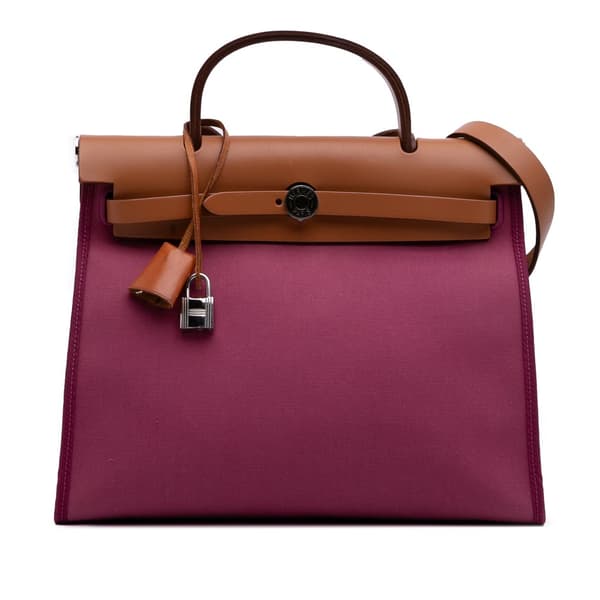 Pre-owned Hermès Toile Herbag Zip 31 Pink