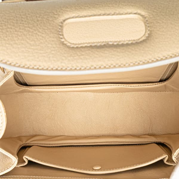Pre-owned Gucci Calfskin Bamboo Night White