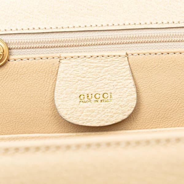 Pre-owned Gucci Calfskin Bamboo Night White