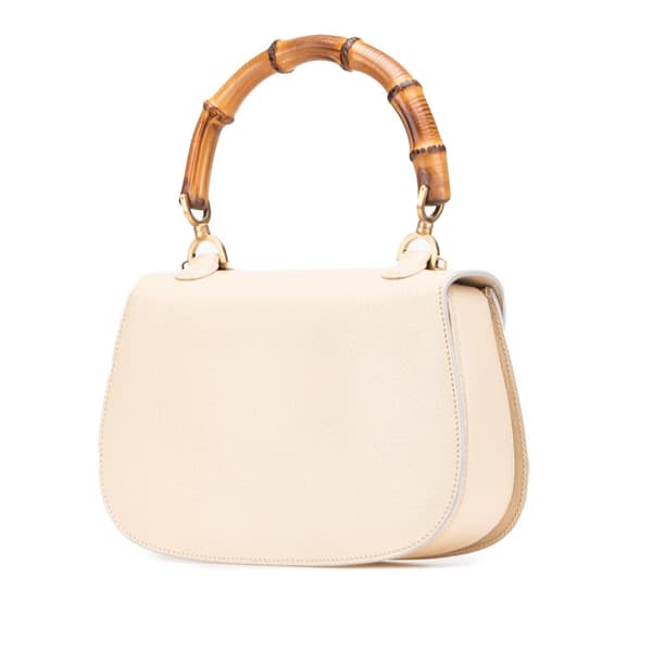 Pre-owned Gucci Calfskin Bamboo Night White