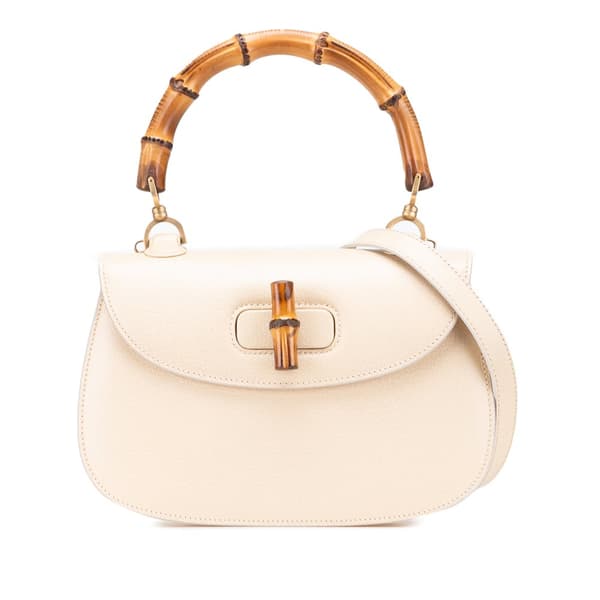 Pre-owned Gucci Calfskin Bamboo Night White