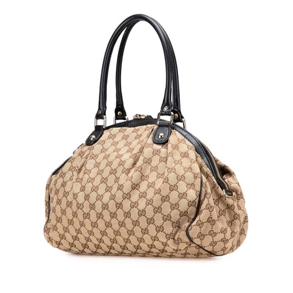 Pre-owned Gucci GG Canvas Sukey Satchel Brown