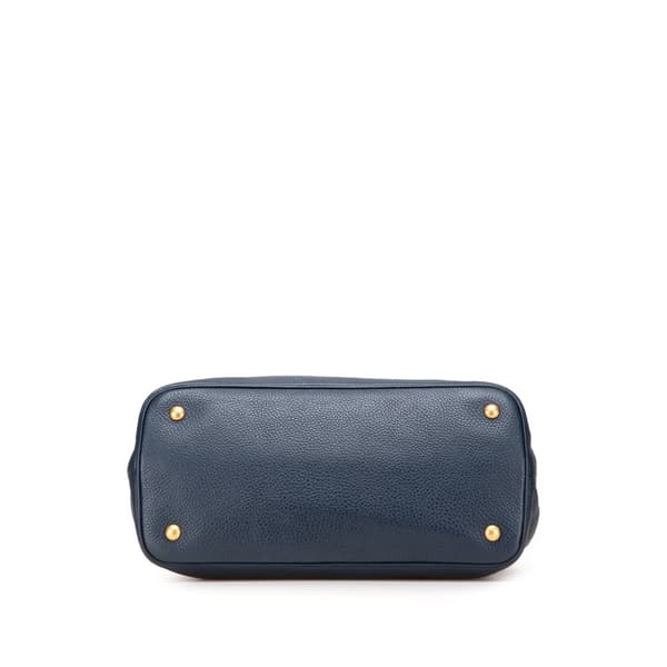 Pre-owned Prada Vitello Daino Open Convertible Tote Blue