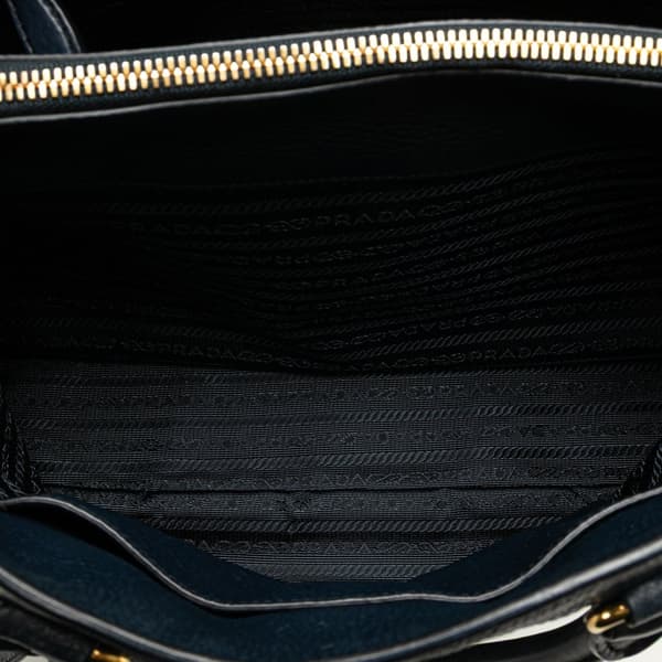Pre-owned Prada Vitello Daino Open Convertible Tote Blue