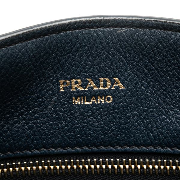 Pre-owned Prada Vitello Daino Open Convertible Tote Blue