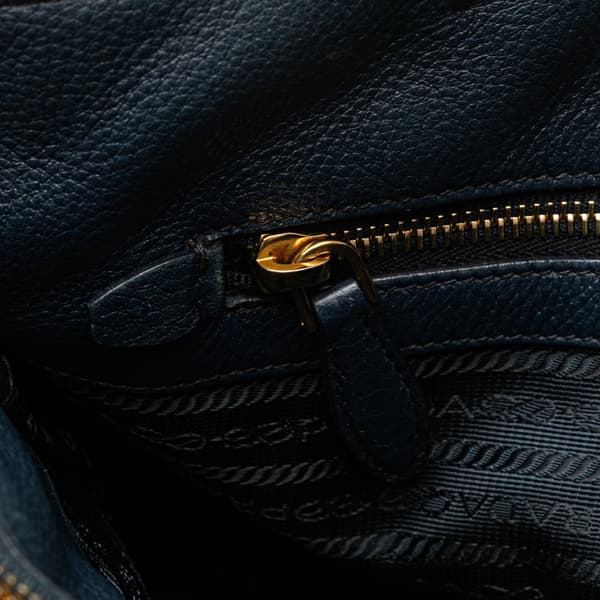 Pre-owned Prada Vitello Daino Open Convertible Tote Blue