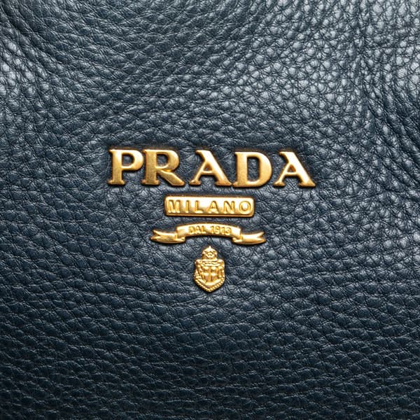Pre-owned Prada Vitello Daino Open Convertible Tote Blue