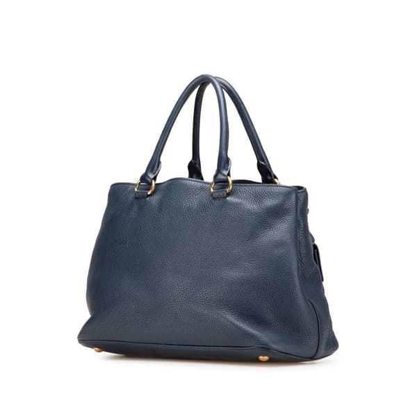 Pre-owned Prada Vitello Daino Open Convertible Tote Blue