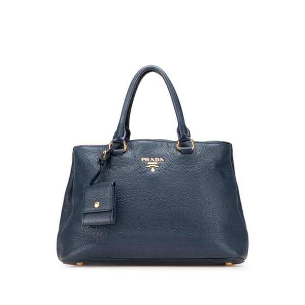 Pre-owned Prada Vitello Daino Open Convertible Tote Blue