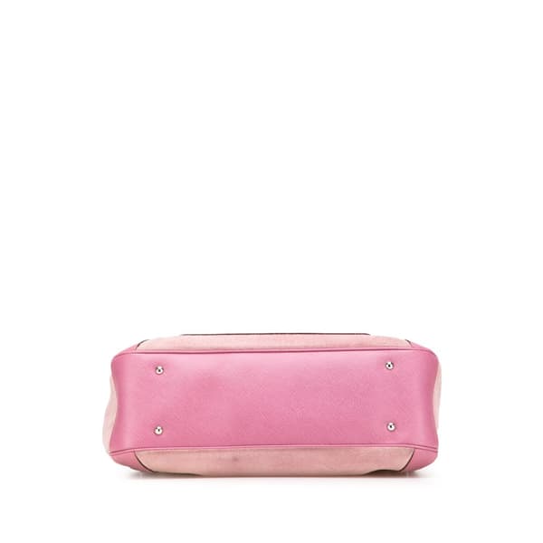 Pre-owned Ferragamo Suede and Leather Gancini Handbag Pink