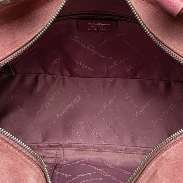 Pre-owned Ferragamo Suede and Leather Gancini Handbag Pink