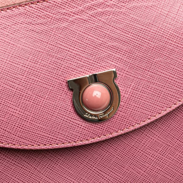 Pre-owned Ferragamo Suede and Leather Gancini Handbag Pink