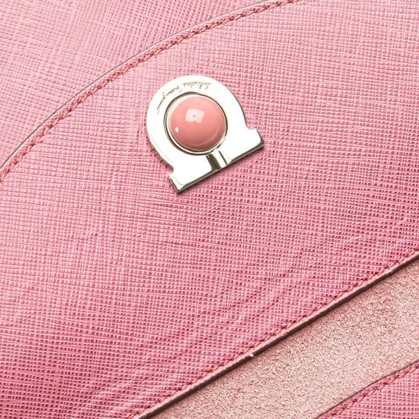 Pre-owned Ferragamo Suede and Leather Gancini Handbag Pink
