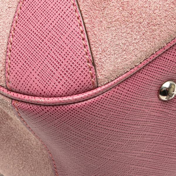 Pre-owned Ferragamo Suede and Leather Gancini Handbag Pink