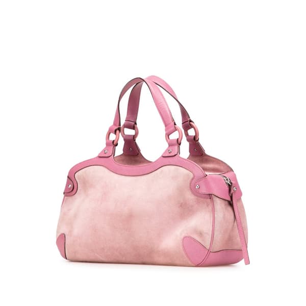 Pre-owned Ferragamo Suede and Leather Gancini Handbag Pink