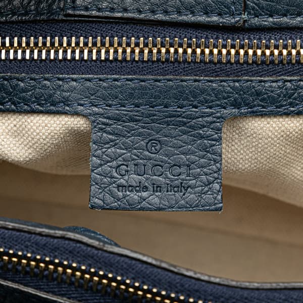 Pre-owned Gucci Medium Calfskin Bamboo Shopper Satchel Blue