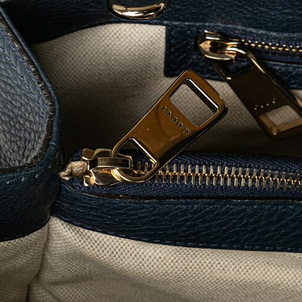 Pre-owned Gucci Medium Calfskin Bamboo Shopper Satchel Blue