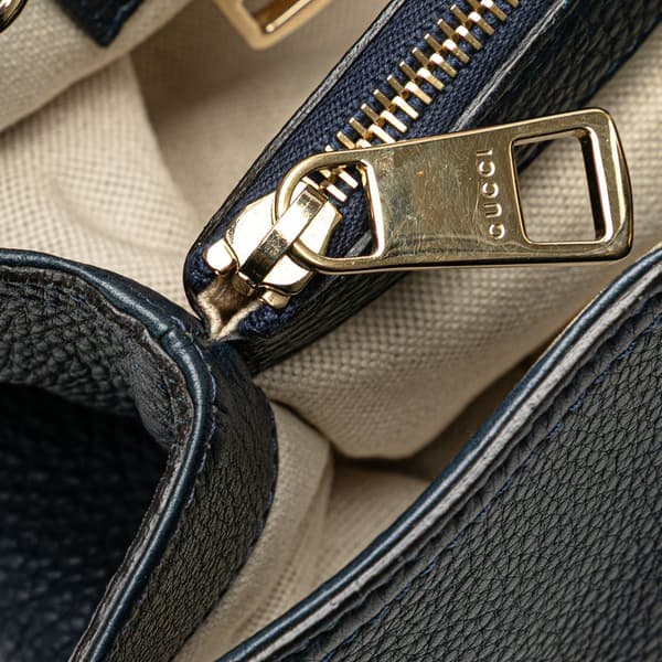 Pre-owned Gucci Medium Calfskin Bamboo Shopper Satchel Blue