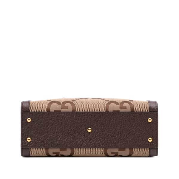 Pre-owned Gucci Small Jumbo GG Canvas Bamboo Diana Satchel Brown