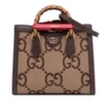 Pikkukuva 1 / 10: Pre-owned Gucci Small Jumbo GG Canvas Bamboo Diana Satchel Brown