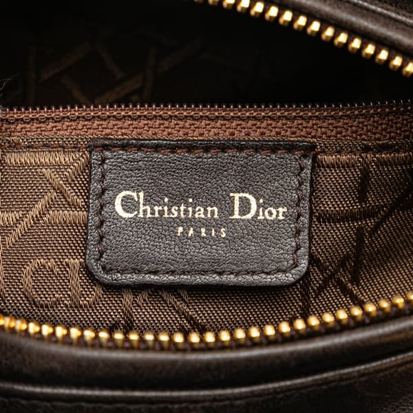 Pre-owned Dior Medium Lambskin Cannage Lady Dior Brown