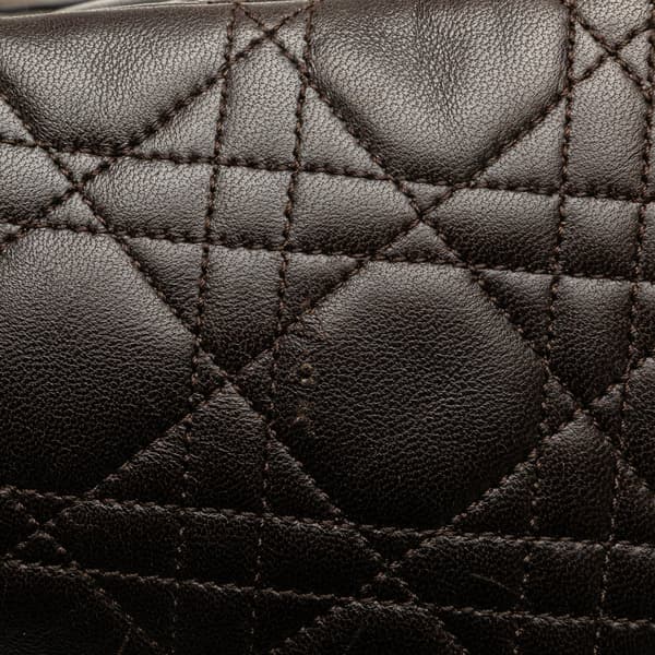 Pre-owned Dior Medium Lambskin Cannage Lady Dior Brown