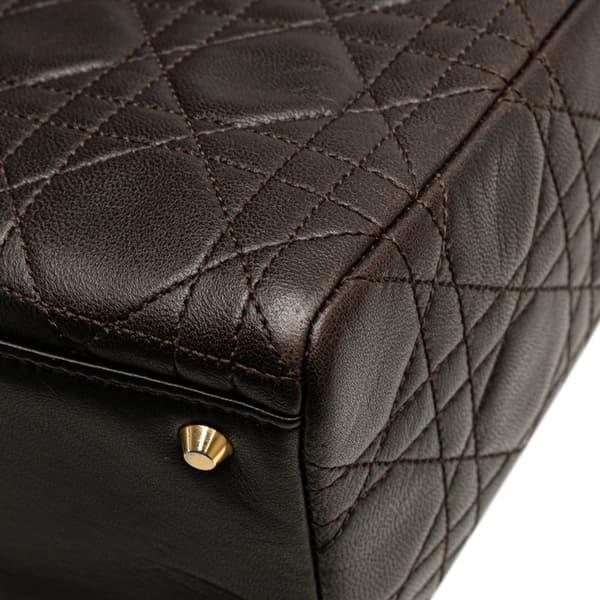 Pre-owned Dior Medium Lambskin Cannage Lady Dior Brown