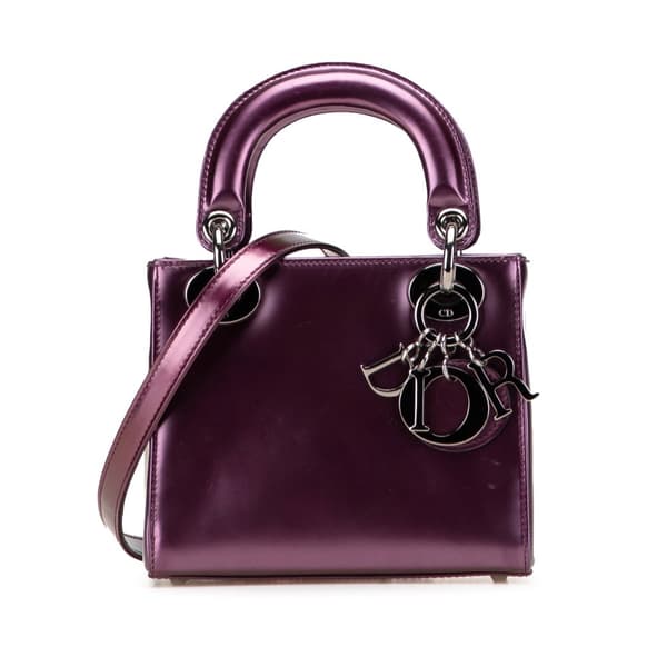 Pre-owned Dior Mini Patent Lady Dior Purple